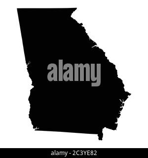 Georgia GA state Maps USA. Black silhouette solid map isolated on a white background. EPS Vector Stock Vector