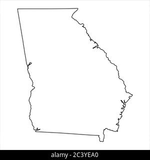 Georgia GA state Maps USA. Black outline map isolated on a white background. EPS Vector Stock Vector