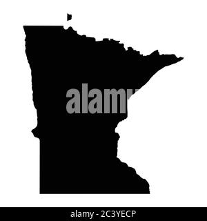 Minnesota MN state Maps. Black silhouette solid map isolated on a white background. EPS Vector Stock Vector