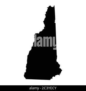 New Hampshire NH state Maps. Black silhouette solid map isolated on a white background. EPS Vector Stock Vector