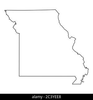 Missouri MO state Maps. Black outline map isolated on a white background. EPS Vector Stock Vector