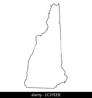 New Hampshire NH state Maps. Black outline map isolated on a white background. EPS Vector Stock Vector
