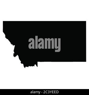 Montana MT state Maps. Black silhouette solid map isolated on a white background. EPS Vector Stock Vector