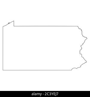 Pennsylvania State Silhouette On White Background In Black Stock Pennsylvania Pa State Maps Black Outline Map Isolated On A White Background Eps Vector 2c3yej7 