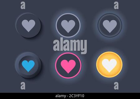 Newmorphic UI like buttons light set Stock Vector