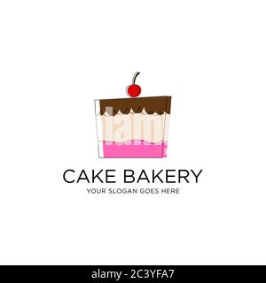 cake bakery logo template design,bakery shop logo cartoon Vector Stock Vector