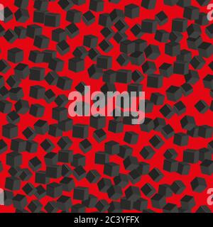 Black Cubes Seamless Pattern, 3D Illustration Stock Vector