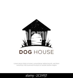 Rustic dog house logo inspiration, pet store logo design with vintage style Stock Vector