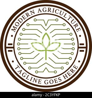 Premium technology agriculture logo vector, modern farm logo design template Stock Vector