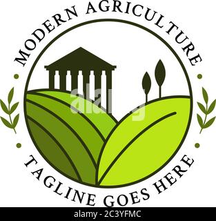 Greek agriculture logo design in the circle, modern farm logo vector Stock Vector