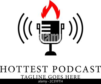 Hottest podcast show logo design, podcast radio show logo template Vector Stock Vector