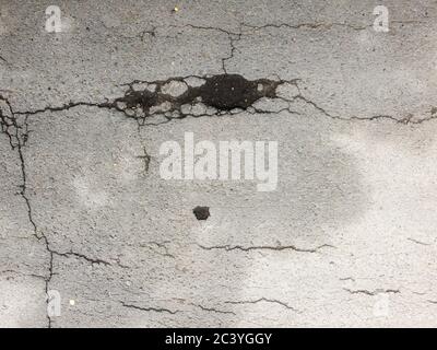 Texture of cracked asphalt, road surface. Stock Photo