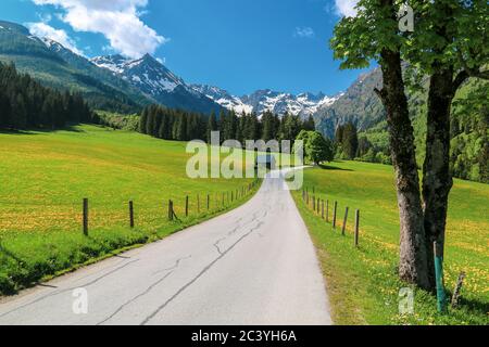 Scenic view of an idyllic alpine pasture at the Schladminger Tauern mountain range near the Steirischer Bodensee, Schladming region, Styria, Austria Stock Photo