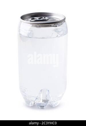 Blank transparent packaging beverage can for mock-up isolated on white background. For design. Stock Photo