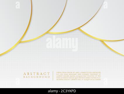 Circle shape white luxury gold color design overlap layer style with space for content. vector illustration. Stock Vector