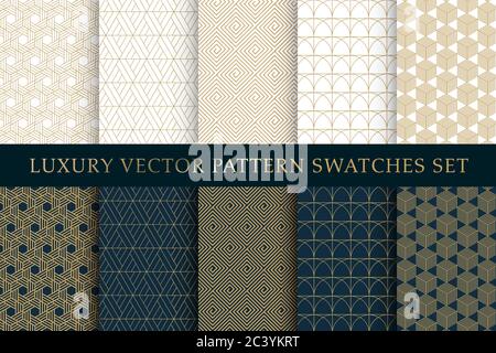 Golden luxury vector swatches pattern pack Stock Vector