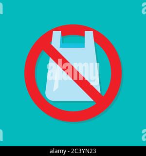 No plastic bag flat icon. Vector illustration Stock Vector