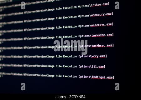 Ransomware code vaccine. Avoided cybercrime threat through code repair application Stock Photo