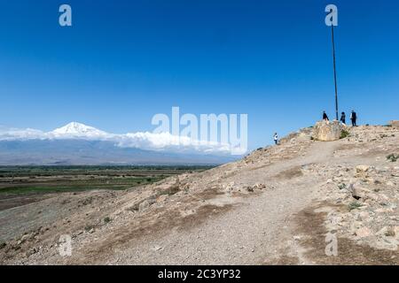 Mount Ararat and plains from Khor Virap Monastery, Armenia Stock Photo