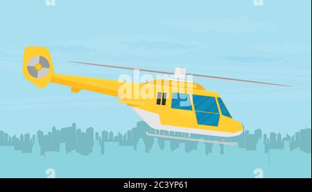 Helicopter in flat style. Vector illustration. Stock Vector