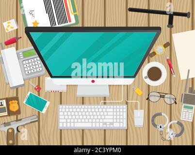 Workplace police. Flat style Stock Vector