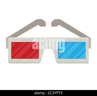 3D glasses vector illustration of flat. Stock Vector