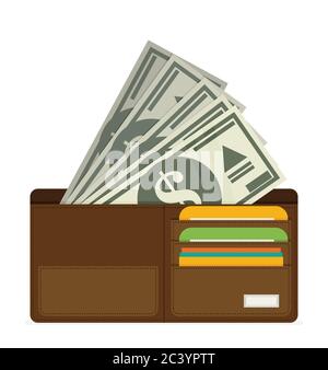 Wallet open in flat style Stock Vector