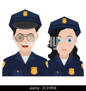 Police officer avatar illustration. Trendy policeman icon in flat style. Stock Vector