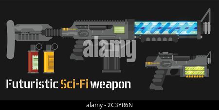 Futuristic Sci-Fi weapon. Vector illustration Stock Vector