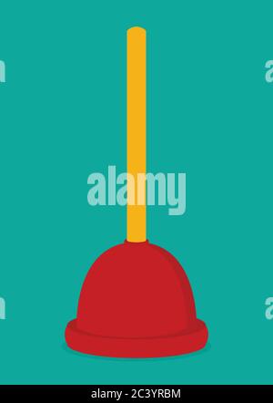 Red plunger icon flat vector Stock Vector