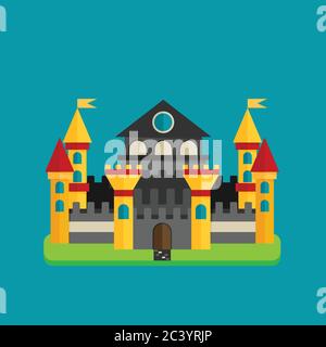 Magical fabulous cartoon castle. Vector flat illustrations Stock Vector