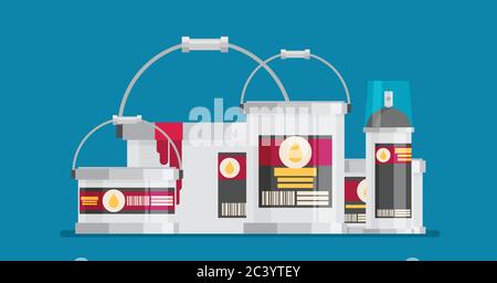 Flat design vector illustration icons set of painting Stock Vector