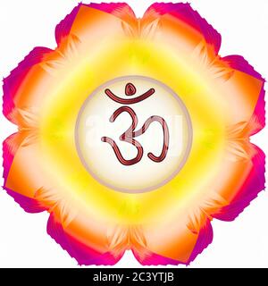 colorful background and hindu religion symbol om word Stock Photo - Alamy