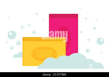 Vector cartoon flat style rectangular soap vector icon Stock Vector