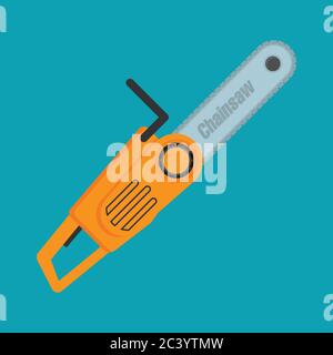 Chainsaw icon in flat style Stock Vector