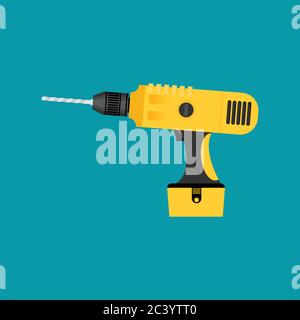 Drill flat vector icon isolated on color background Stock Vector