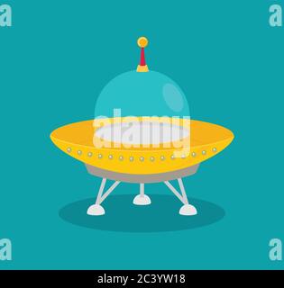 Spaceship, flat vector isolated on color background Stock Vector