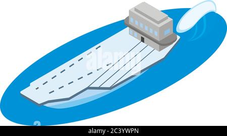 Military warship icon, isometric style Stock Vector