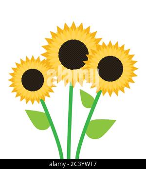 Vector Round sunflower frame isolated on white background Stock Vector ...