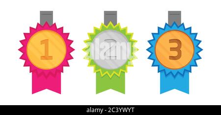 Flat style rosette vector icon set illustration. Stock Vector