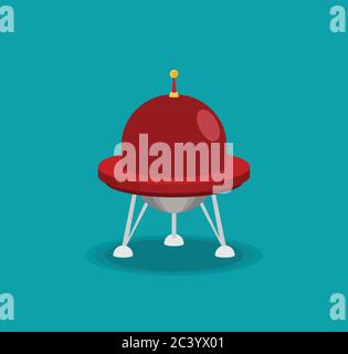 Spaceship, flat vector isolated on color background Stock Vector