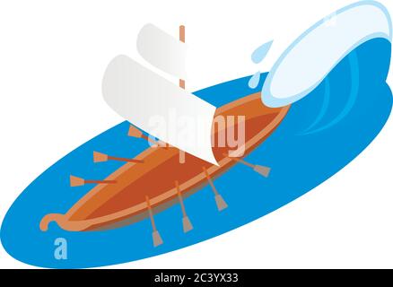 Ancient sailboat icon, isometric style Stock Vector