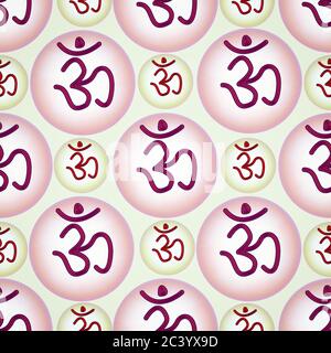 aura background and om in a circle seamless pattern Stock Photo