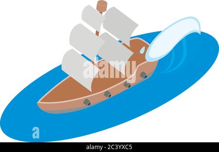 Sailing vessel icon, isometric style Stock Vector
