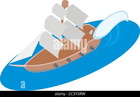 Caravel icon, isometric style Stock Vector