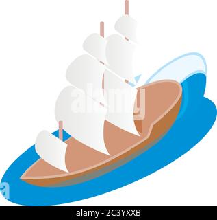 Galleon icon, isometric style Stock Vector