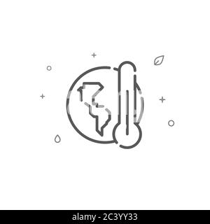 Global warming simple vector line icon. Environment protection sign. Light background. Editable stroke Stock Vector