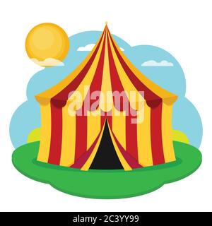Circus tent vector, flat design Stock Vector