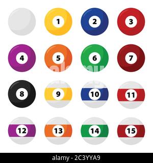 Complete Billiard Balls in flat vector set Stock Vector