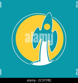 Business Start up launch concept. Flat trendy rocket start up icon Stock Vector